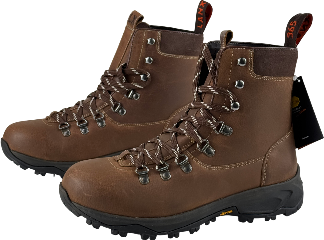 LANX Brown Ogden Acacia Distressed Water-resistant Oil Leather Hiker Boots UK 6 EU 39 👠