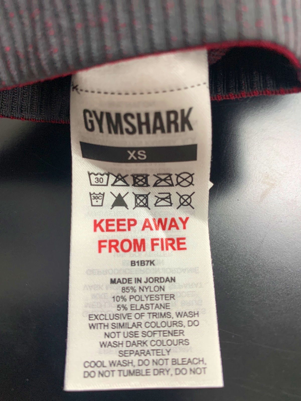 Gymshark Black/Red Leggings UK XS