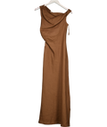 FAITHFULL THE BRAND Brown Brwon 100% Linen Suis Midi Dress Us4 UK 8