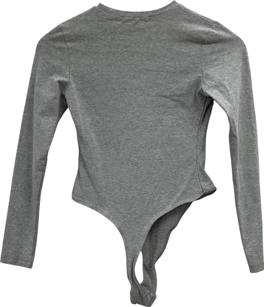 BOA Grey Cotton Long Sleeved Bodysuit UK S