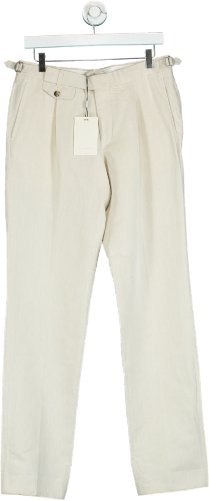 SuitSupply Beige Linen/cotton Blend Brentwood Trousers Sz48 Uk W32