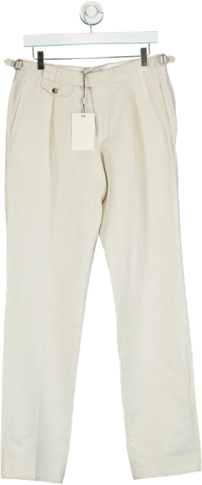 SuitSupply Beige Linen/cotton Blend Brentwood Trousers Sz48 Uk W32