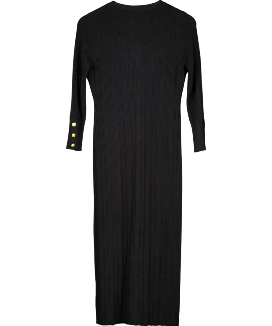 L'agence Black Kyra Ribbed Duster Dress With Buttons UK M