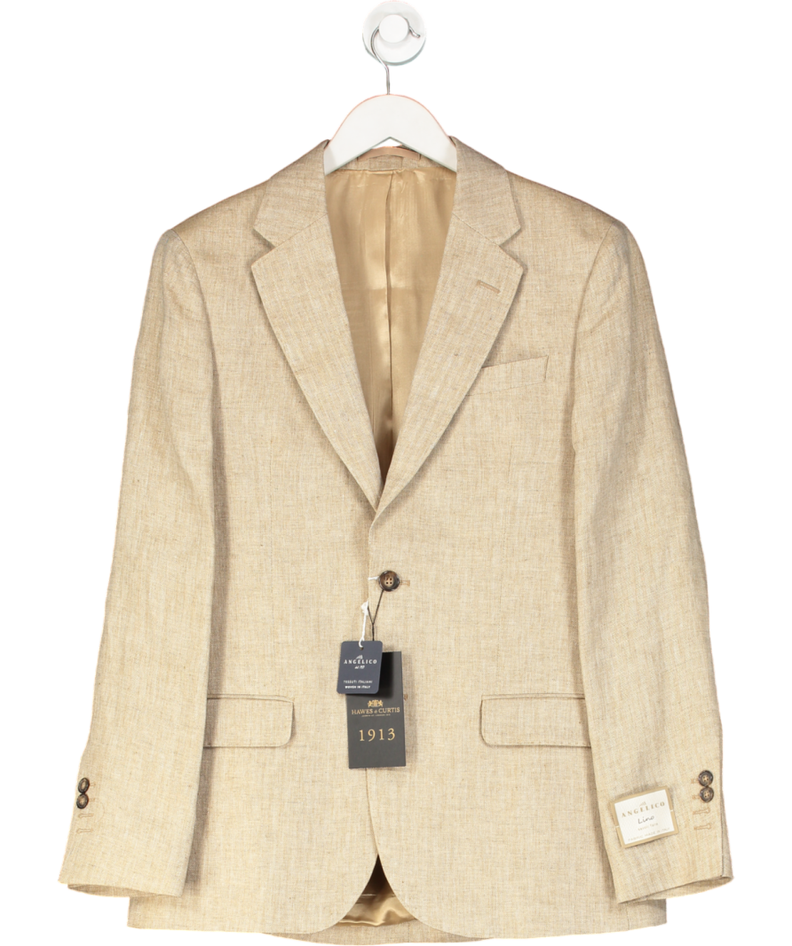 Hawes & Curtis Tailored Fit Beige Herringbone 1913 Suit Jacket UK 38" CHEST