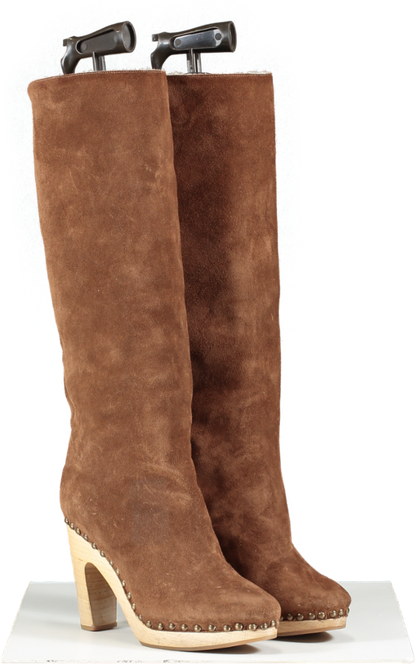 Alvaro Gonzalez Brown Suede Knee High Boots UK 5 EU 38 👠