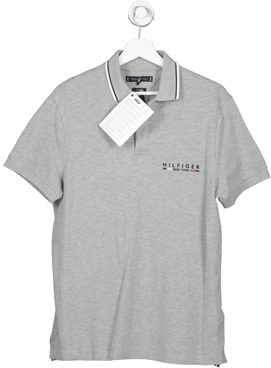 Tommy Hilfiger Grey Logo Polo Shirt UK S