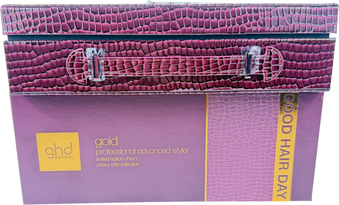 GHD Gold Advanced Hair Styler In Cherry Chic with Vanity Case & Box