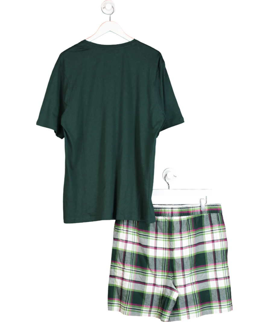 cyberjammies Green Forrest Mens Brushed Check Shorts & Knit Top Set UK L