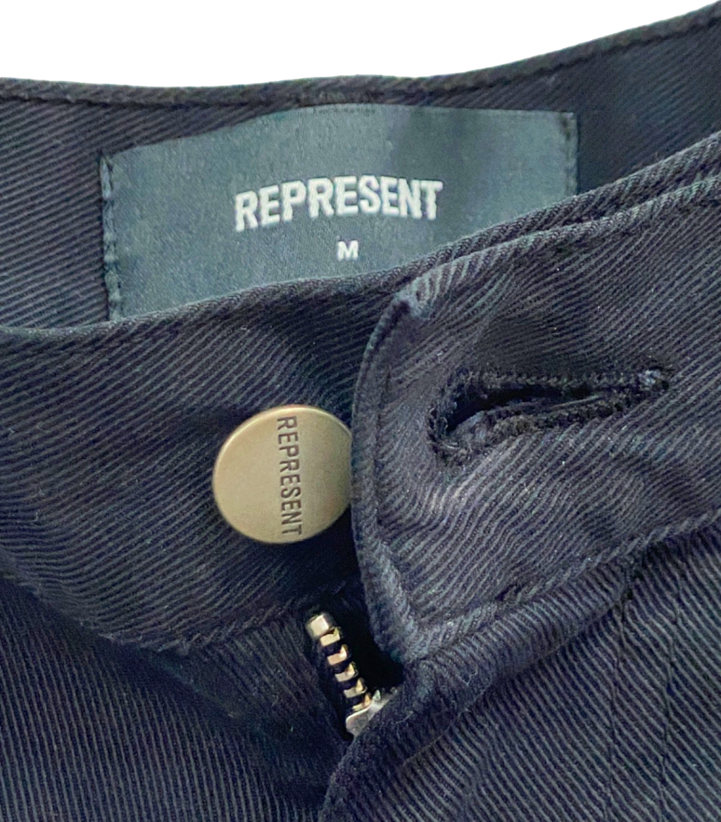 Represent Black Heavy Cargo Pants UK M