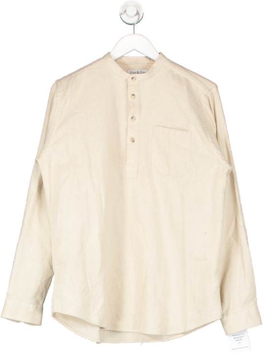 Fitz & Fro Beige Brushed Organic Cotton Popover Shirt UK M