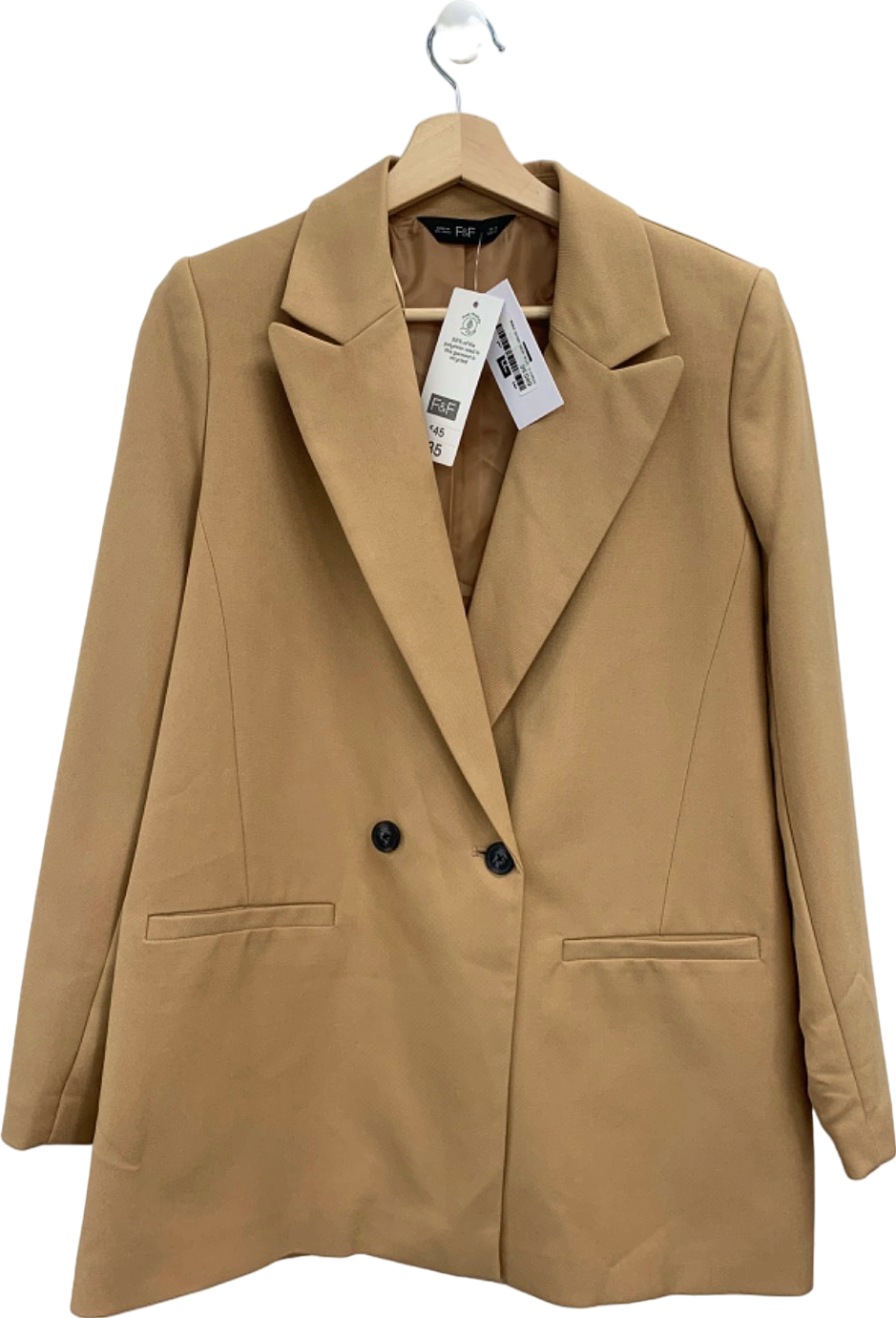 F&F Camel Double Breasted Blazer UK 10