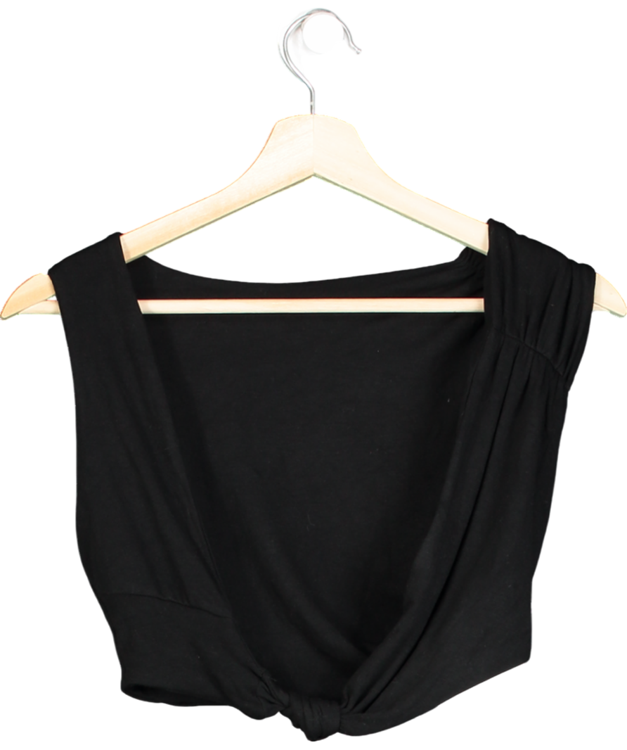 Bayse Black Pamplona Cropped Slim-fit Stretch-woven Top UK XS