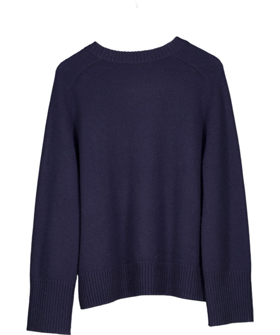 cos Navy Blue 100% Cashmere Jumper With Rib Detail UK S/M