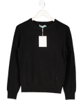 RAVELLA Black Luxe 100% Double Ply Pure Cashmere Classic Crew Neck Jumper UK S