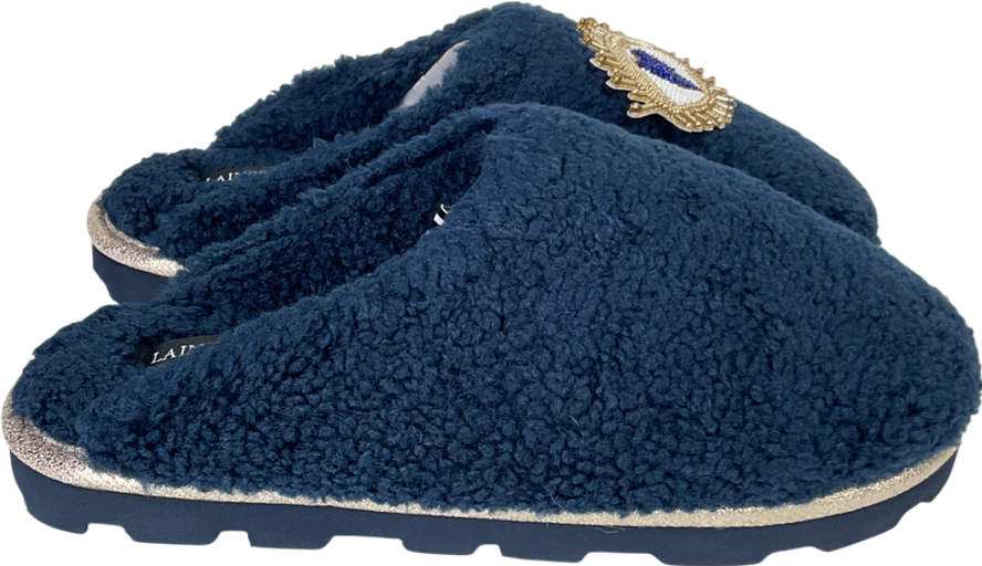 Laines London Luxury  Blue Evil Eye Slippers UK M