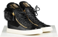 Giuseppe Zanotti Black Leather Suede And Calfhair London High-top Sneakers UK 4 EU 37 👠