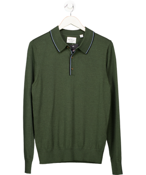 Ben Sherman Tipped Merino Wool Polo In Khaki Green UK S