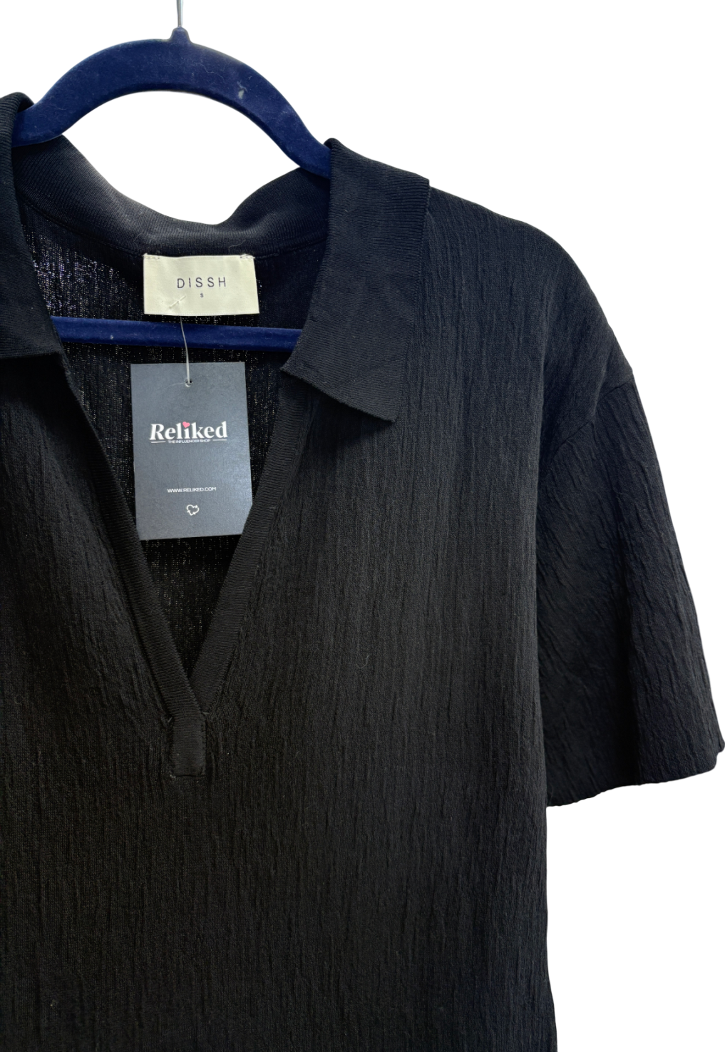 DISSH Black Alias Polo Knit Midi Dress UK S