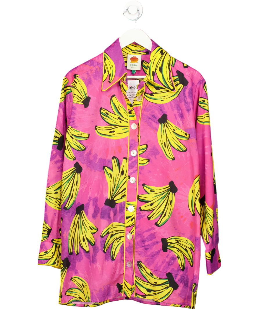 Farm Rio Pink Cotton Banana Print Shirt UK M