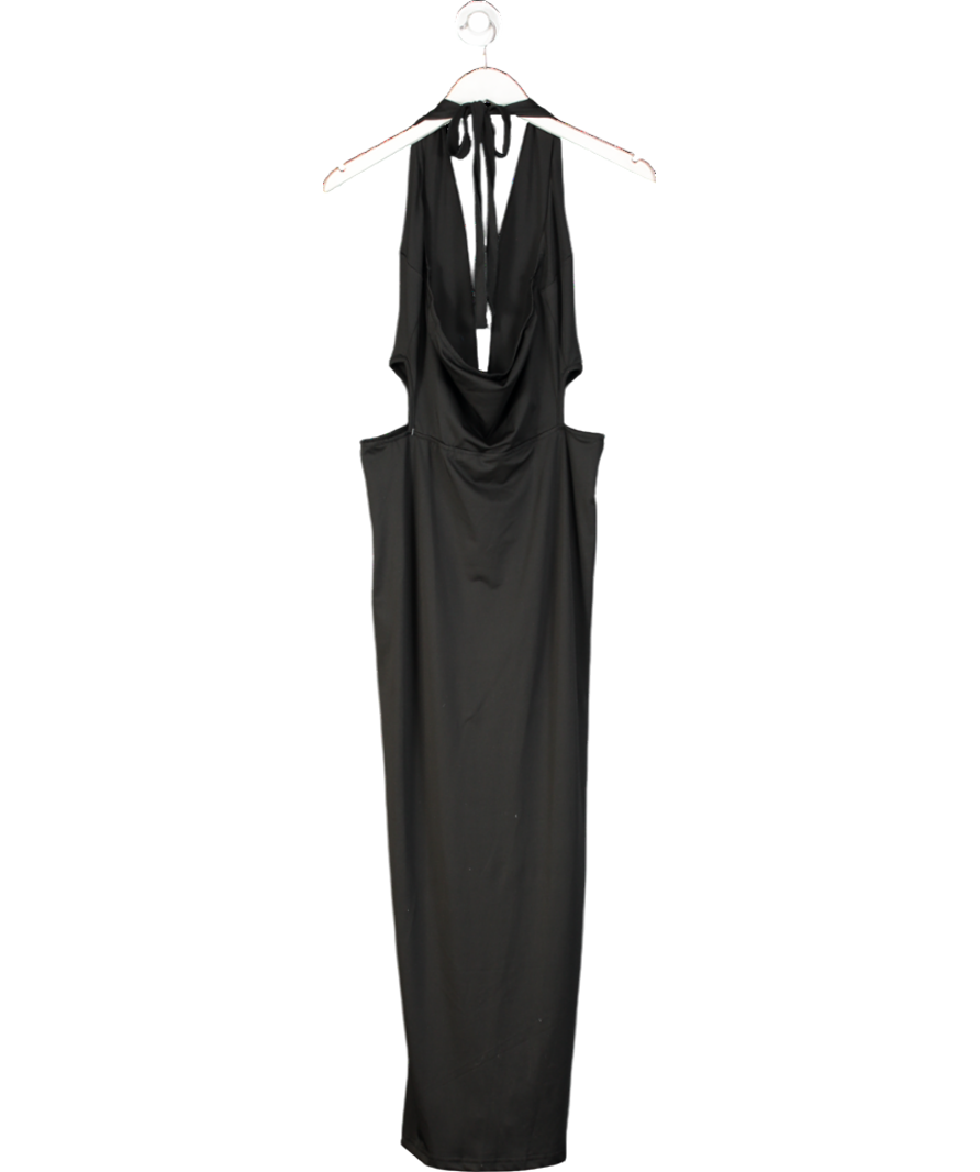 Black Halter Neck Cut Out Backless Maxi Dress UK L