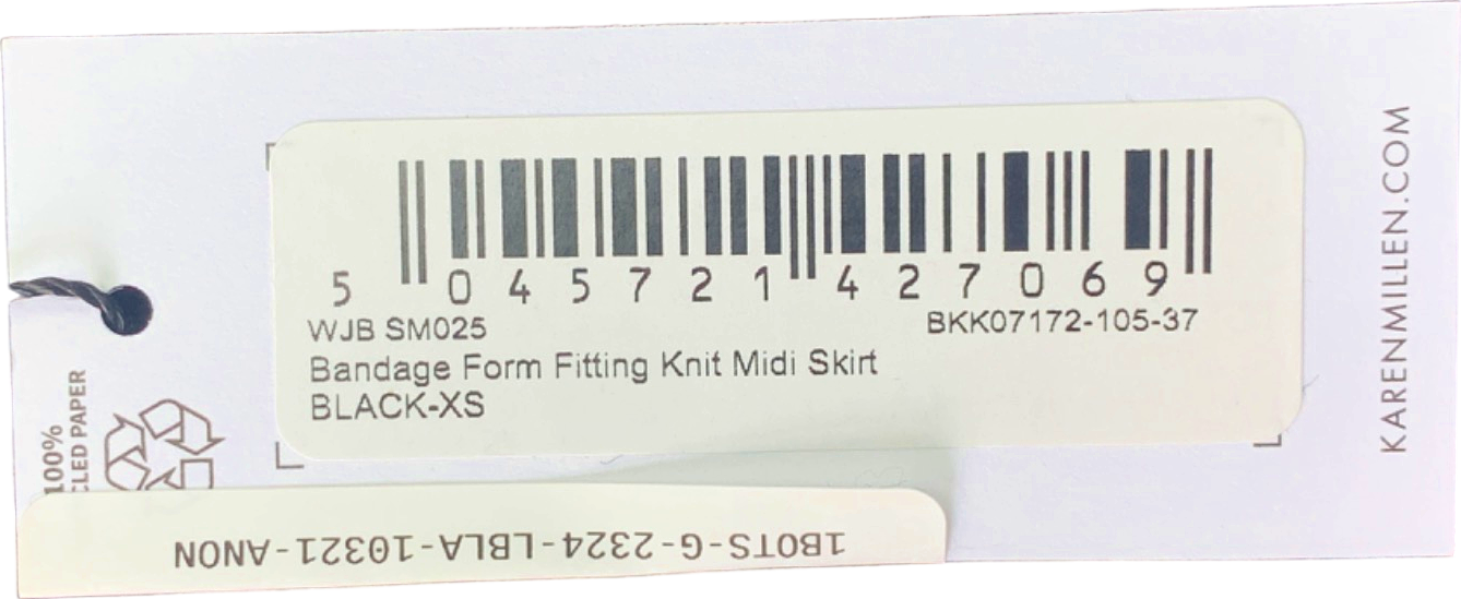Karen Millen Black Bandage Form Fitting Knit Midi Skirt UK XS