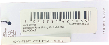 Karen Millen Black Bandage Form Fitting Knit Midi Skirt UK XS