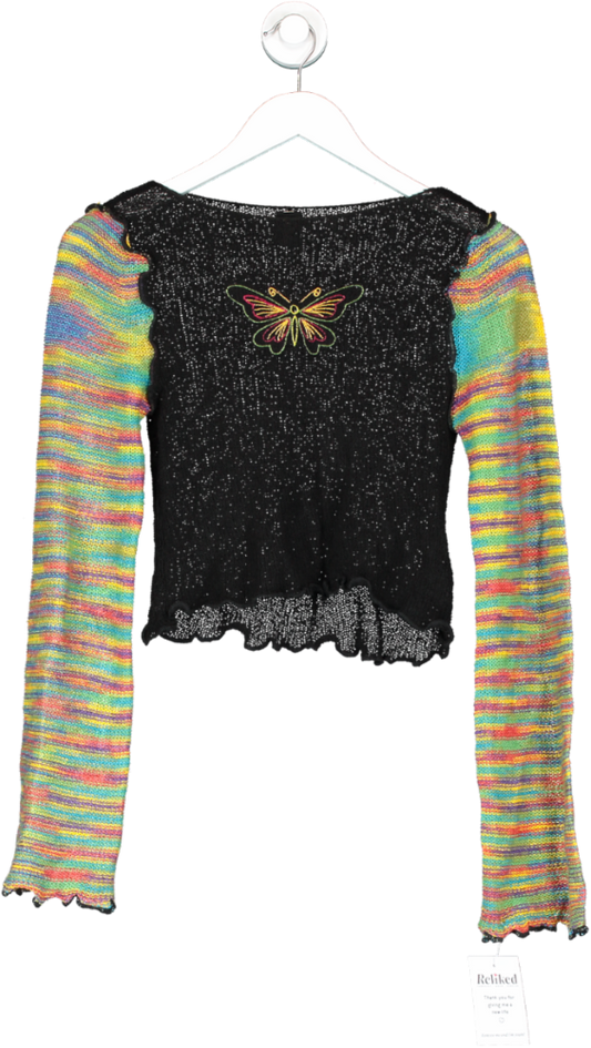 Urban Outfitters Multicoloured Butterfly Top With Stripe Sleeves UK S