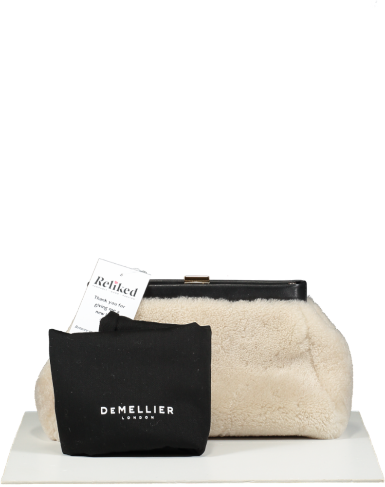 De Mellier Cream N102 Cannes Clutch Shearling