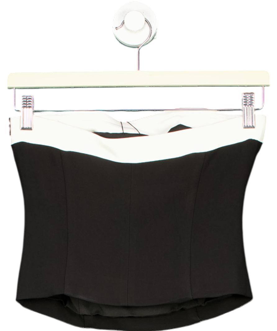 Karen Millen Black The Founder Compact Stretch Viscose Contrast Detail Bandeau Top UK 4