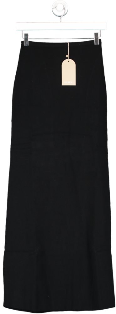 Meshki Black Avani Mid Rise Knit Maxi Skirt UK XS