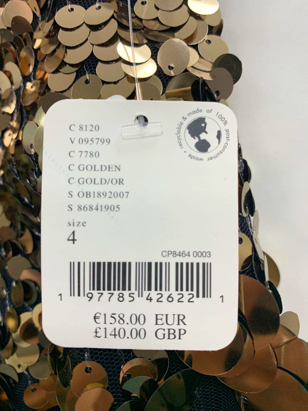 Free People Gold Sequin Mini Skirt UK 8