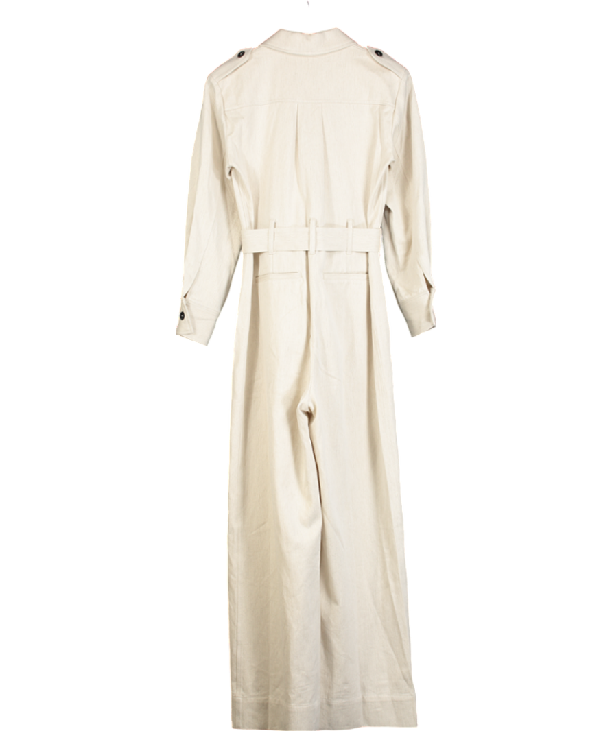 REISS Beige Tailored Wide Leg Jumpsuit UK 6