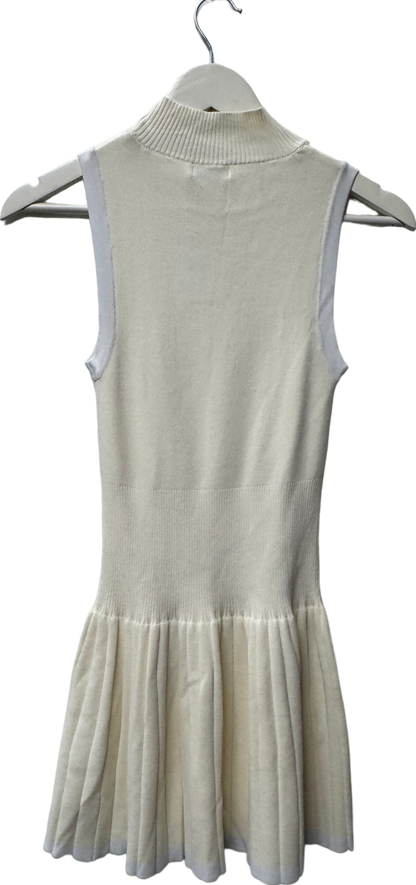 M Lounge White Knitted High Neck Pleated Dress UK XS