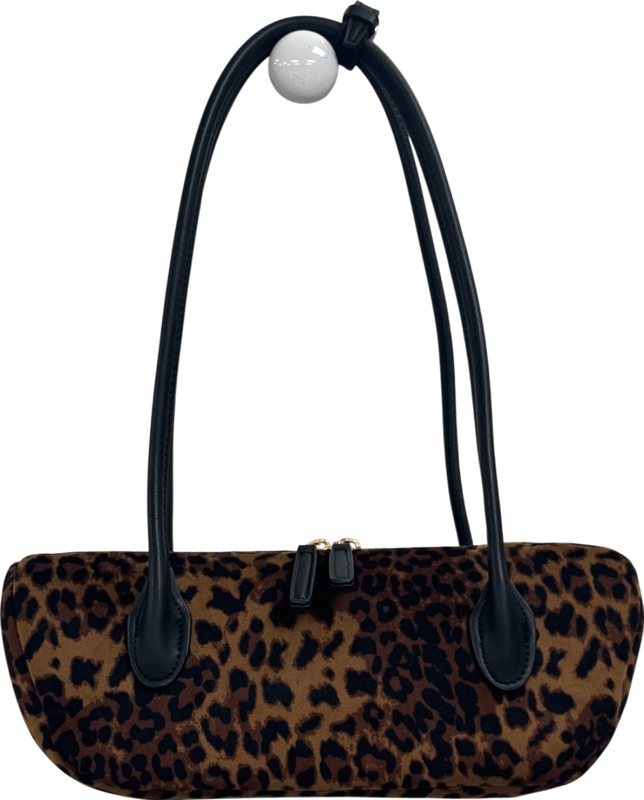 H&M Brown Leopard Print Oblong Shoulder Bag