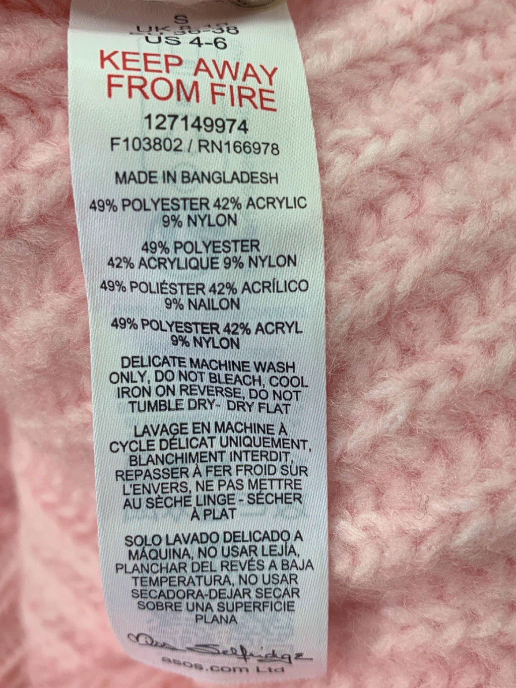 Miss Selfridge Pink V-Neck Knitted Cropped Jumper UK S