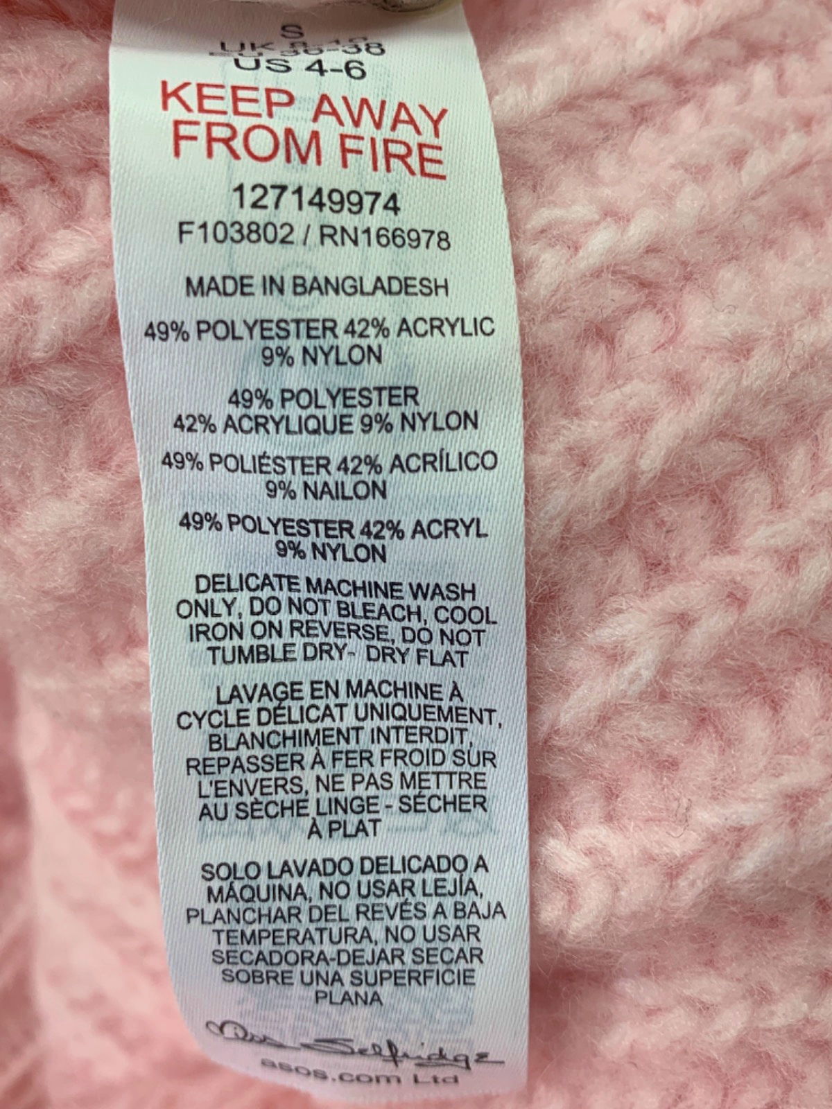 Miss Selfridge Pink V-Neck Knitted Cropped Jumper UK S