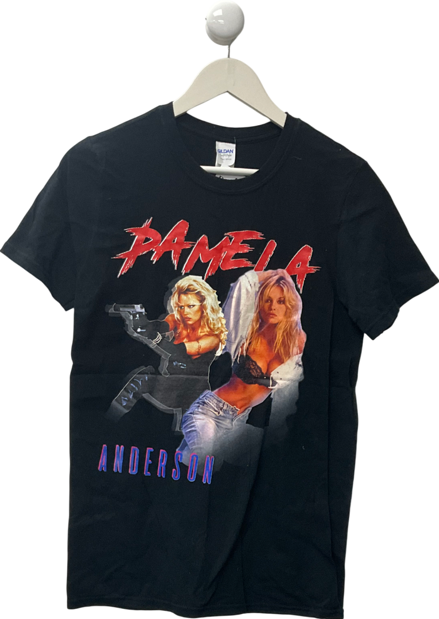 Gildan Black Pamela Anderson Graphic Design T-shirt UK S