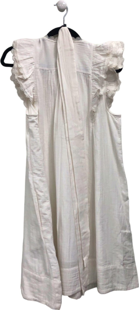 ME+EM White Cheesecloth Frill Short Swing Dress Cotton UK 14