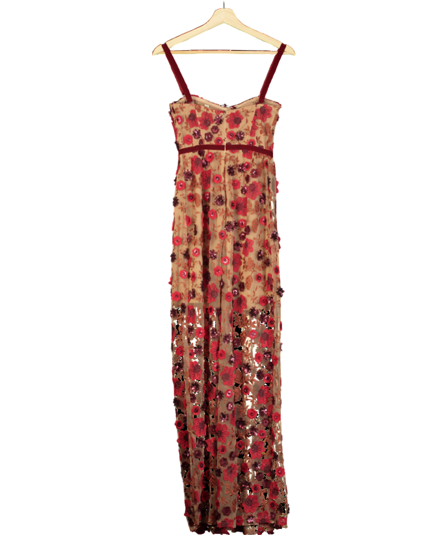 For Love & Lemons Red Beatrice Maxi Dress UK XS