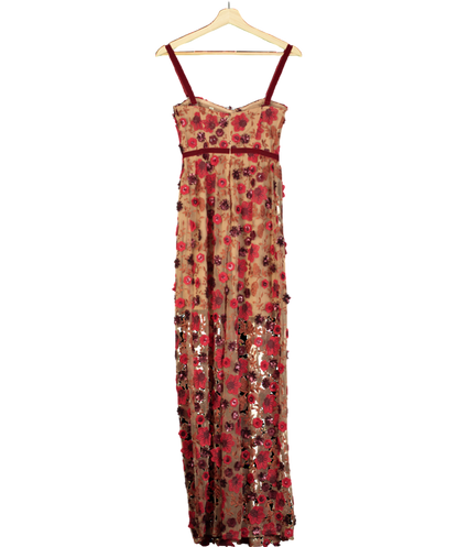 For Love & Lemons Red Beatrice Maxi Dress UK XS