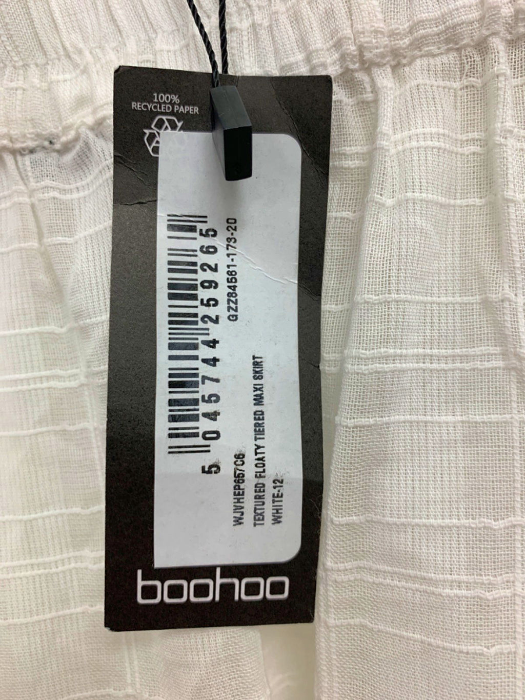 Boohoo White Tiered Maxi Skirt UK 12