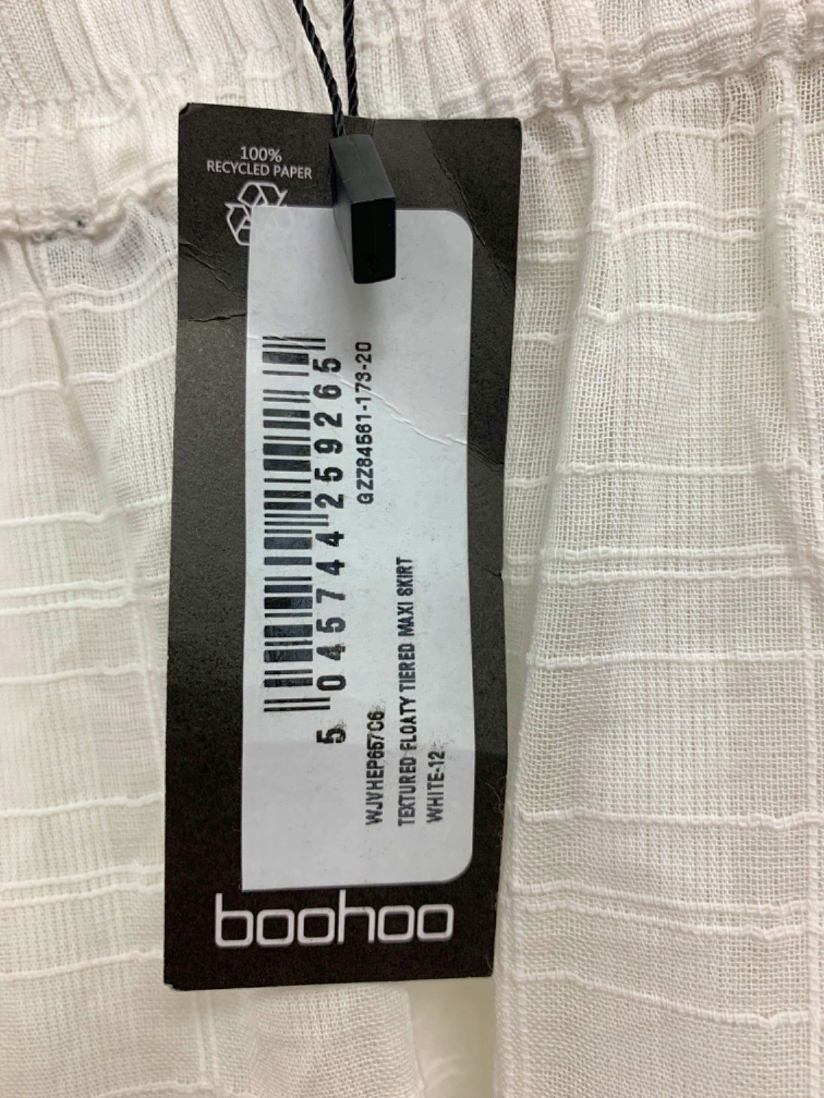 Boohoo White Tiered Maxi Skirt UK 12