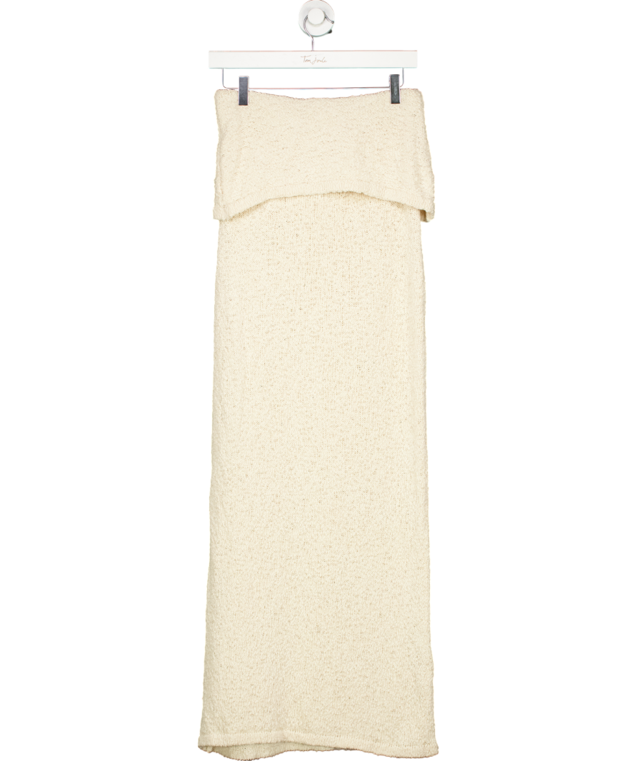 4th & Reckless Cream Textured  Bandeau Fold Midi Dress UK 8