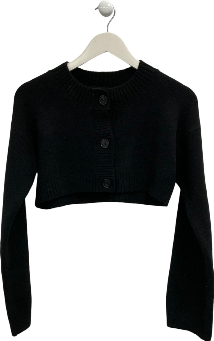 Monki Black Cropped Knit Cardigan UK XXS