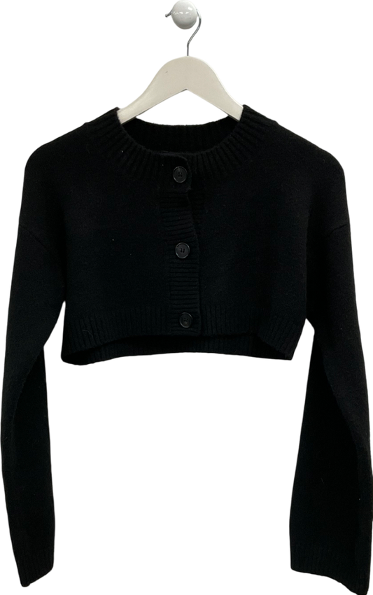 Monki Black Cropped Knit Cardigan UK XXS