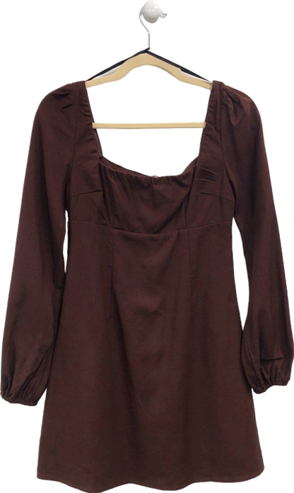 Princess Polly Brown Long Sleeve Dress UK 8