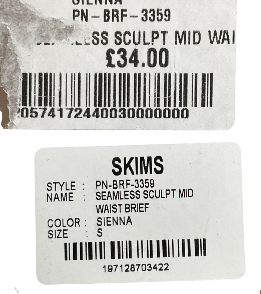 SKIMS Seamless Sculpt Mid Waist Brief In Sienna UK S