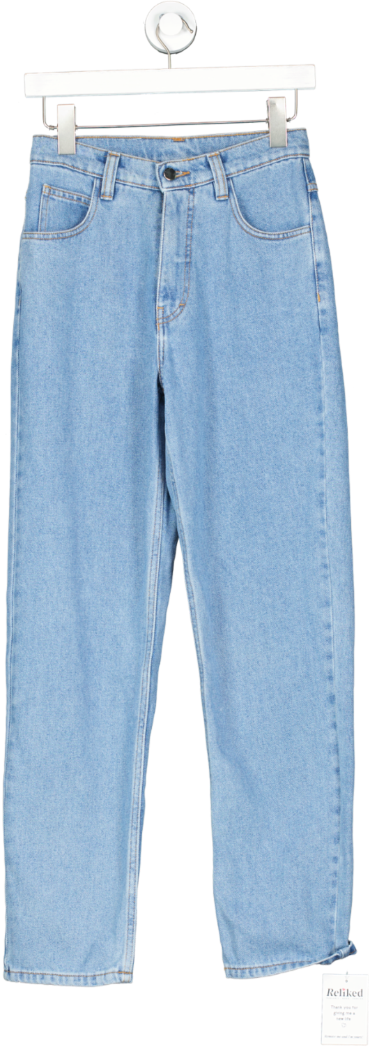Fanfare Blue High Waist Tapered Plain Jeans UK 6