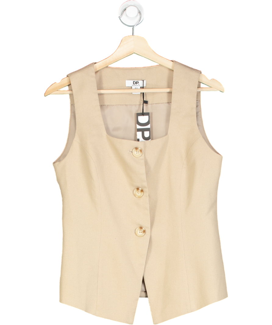 dorothy perkins Beige Petite Tailored Linen Waistcoat UK 8