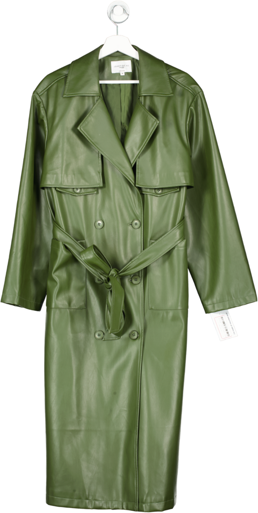 NA-KD Green Pu Trench Coat UK 12